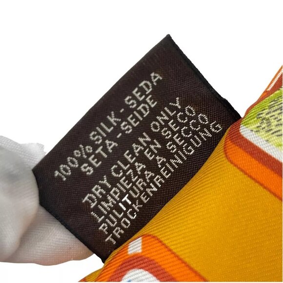 Authentic HERMES Twilly Hermes Story Scarf Orange Silk - Picture 11 of 16